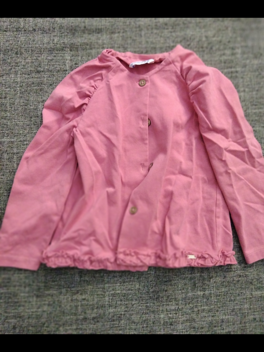 Mayoral Pink Ruffle-Hem Button Front Top